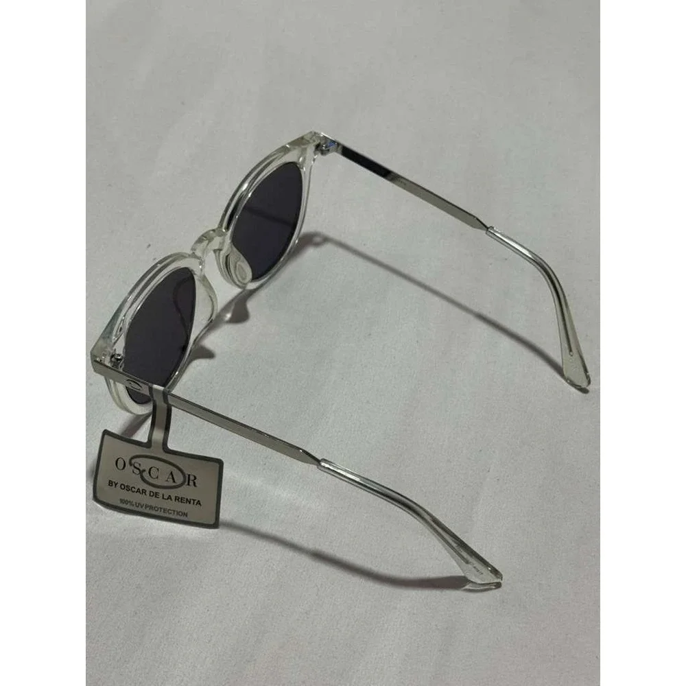 Oscar by Oscar de la Renta Sunglasses Clear Frame Pink Green Mirrored Lenses NEW